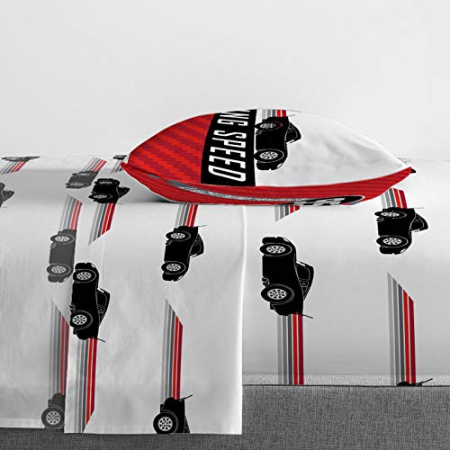 Disney Pixar Cars Race Ready 5 Piece Twin Bed Set - Includes Comforter & Sheet Set - Bedding Features Lightning Mcqueen - Super Soft Fade Resistant Microfiber (Official Disney Pixar Product) #TOP3