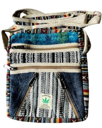 Trendy Unisex Hemp Crossbody Hippie Patchwork Shoulder 6 Pockets, Passport Documents Backpack - Handmade In Mt. Everest Country Nepal2