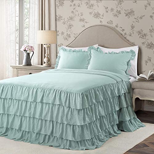 Lush Decor Lush Décor Allison Ruffle Skirt Bedspread Aqua Shabby Chic Farmhouse Style Lightweight 2 Piece Set Twin Xl, #TOP1