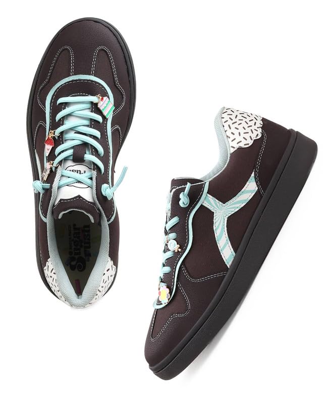 Image of Bacca Bucci Sugar Rush Women's Casual Sneakers | Lace-Up Low-Top | Mesh & Synthetic Upper | Playful Lace Charms | Grippy Rubber Cupsole | Walking