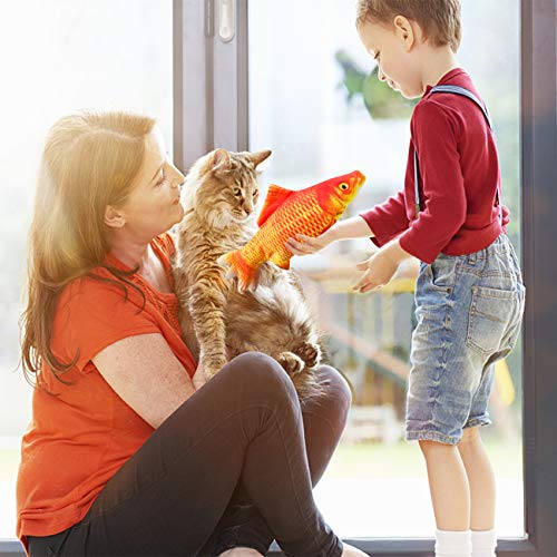 Malier Electric Fish Cat Toys, Realistic Plush Moving Fish Cat Toys, USB Rechargeable Flopping Kitten Toys, Wagging Catnip Toys, Interactive Cat Chew Toys Supplies for Cats Kitten Kitty (Red) - Thumbnail 4