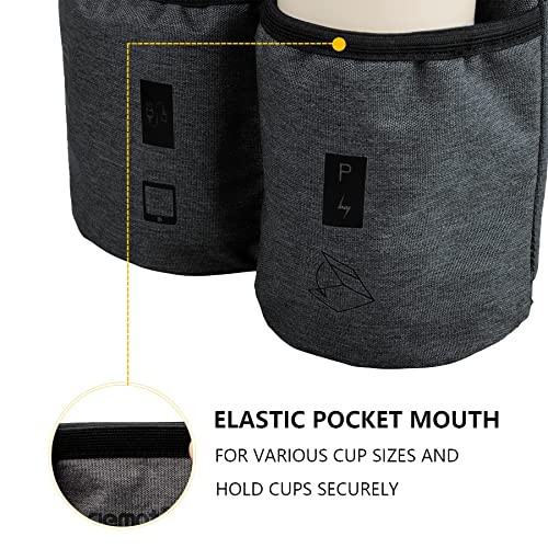 Riemot Luggage Travel Cup Tablet Holder - Hold Books Passports Tickets Water Bottles - Fits Roll On Suitcase Handles - Gifts For Flight Attendants Travelers Accessories Grey #TOP3