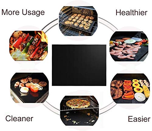 5 Tappetini Antiaderenti Per Forno E Barbecue – 33x40 Cm, Riutilizzabili, In Fibra Di Vetro E Teflon
