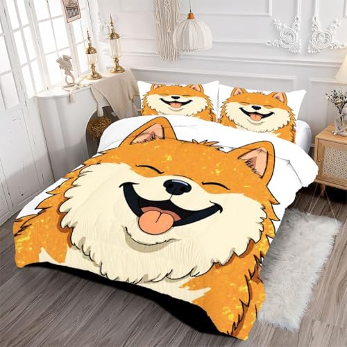 Couette 240 x 260 cm Chien avec parure de lit microfibre lavable pour grand lit