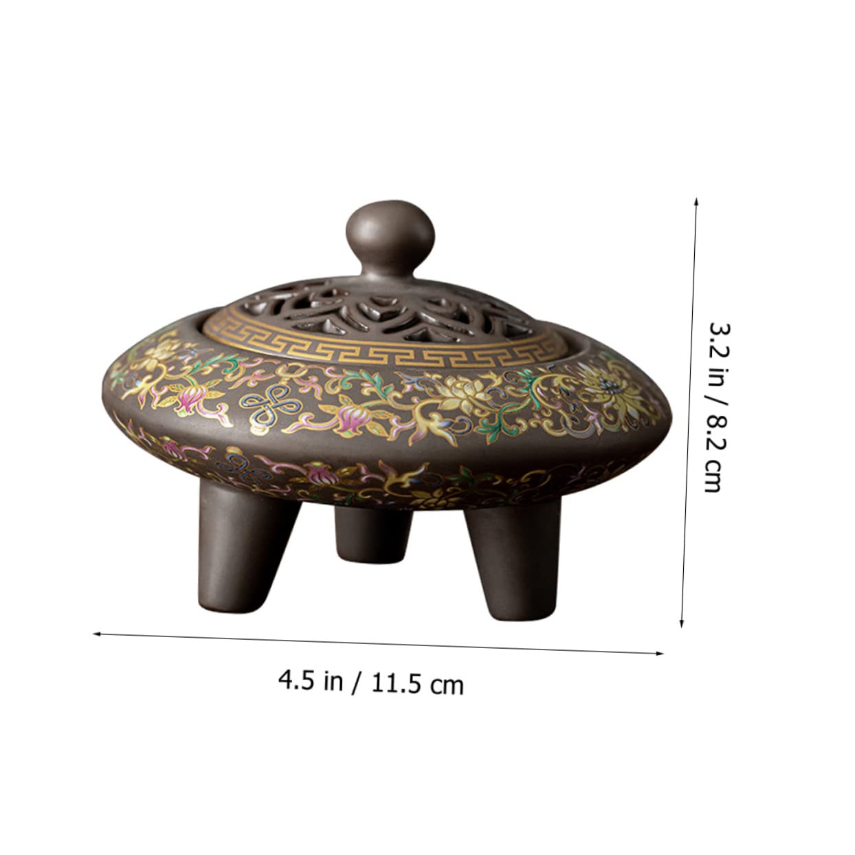 Keramik Räucherstäbchenhalter im Zarten Cloisonné Design Schwarz