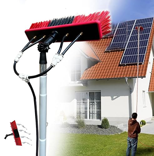 Cepillo de lavado de ventanas de poste de alimentación de agua, kit de extensión de poste de alimentación de agua de 12 a 36 pies, kit de limpieza del hogar, herramientas de limpieza de techo y