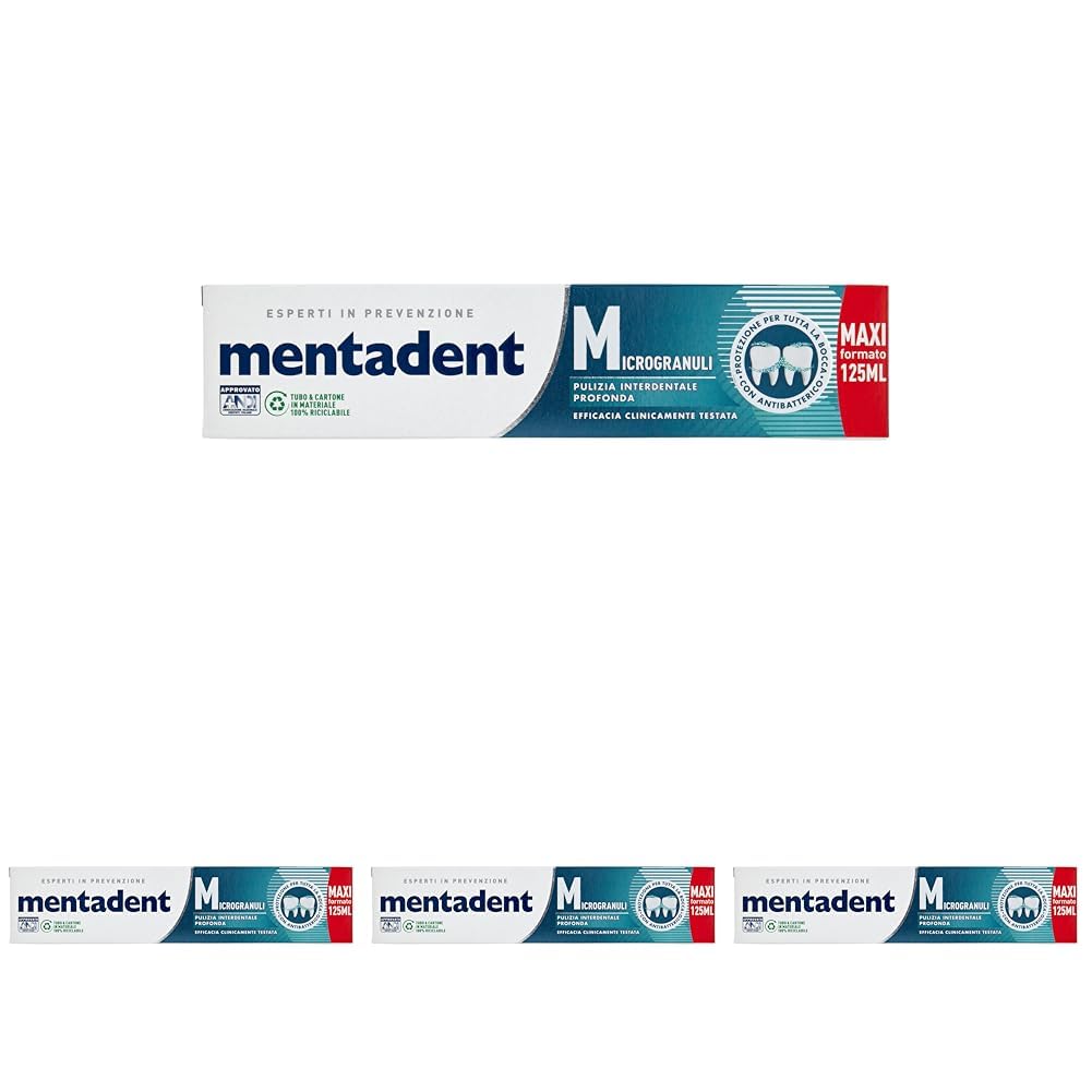  Mentadent Denti Pulizia con Microgranuli Antibatteriche a Zinco per Una Pulizia Interdentale Intensa e Protezione Antip