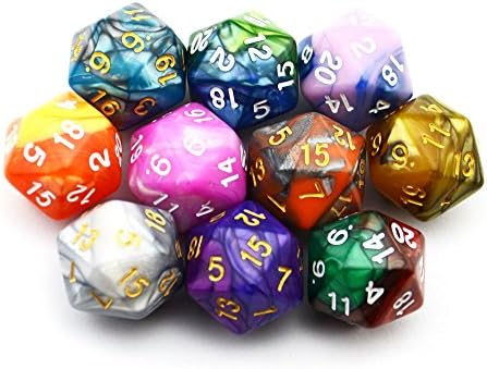SmartDealsPro 10-Pack 20 Sided Dice D20 Polyhedral Dice for DND RPG MTG Table Game (Color 2)