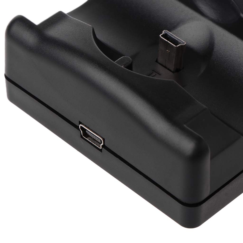ERUYN Noir Universal USB Alimenté Double Double Chargeur Dock Stand Station de Charge pour PS3 Move Manette sans Fil Noir