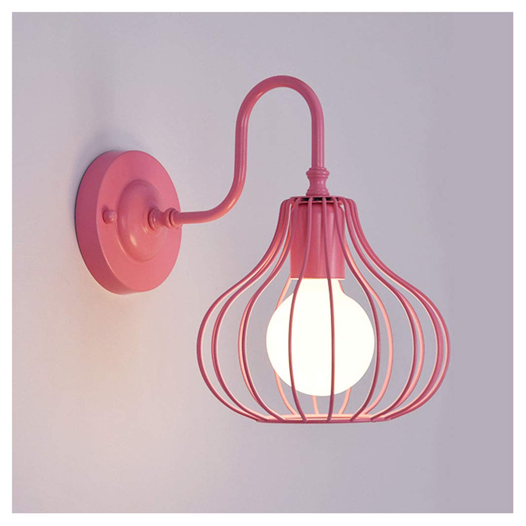 FZQSXAZU Industrial Retro Wall Lamp E27 Socket Pumpkin Shape Art Deco Iron Sconce for Bedroom Kids Room Hallway Restaurant Staircase - Vintage Lighting Decor