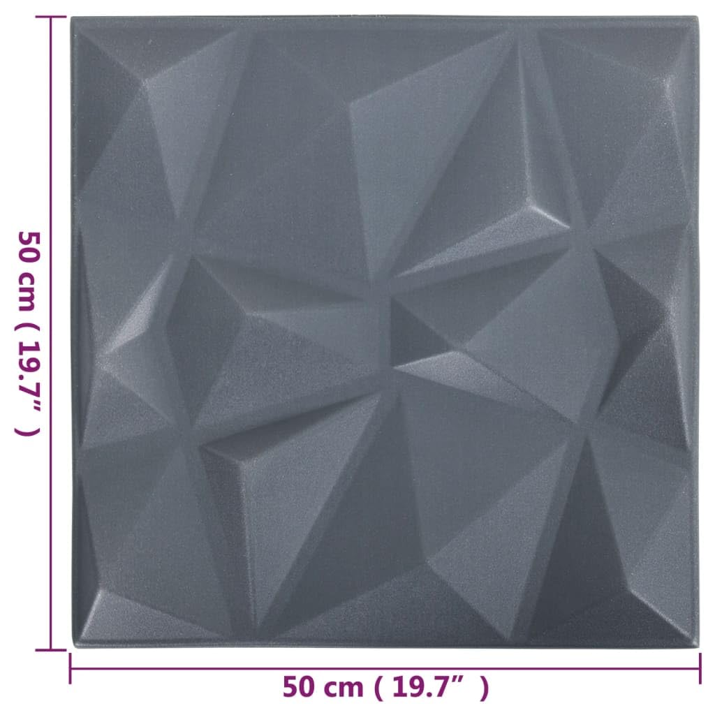Pannelli da parete 3D per materiali edili, 48 pezzi, 50 x 50 cm, grigio diamante, 12 m²