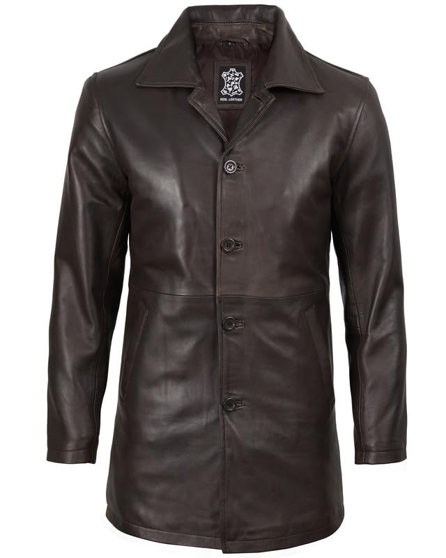 Image of Decrum Disc Leather Coat for Men - Mens Leather Jacket | [1500037] Supr Dstresed Brwn, XXXL