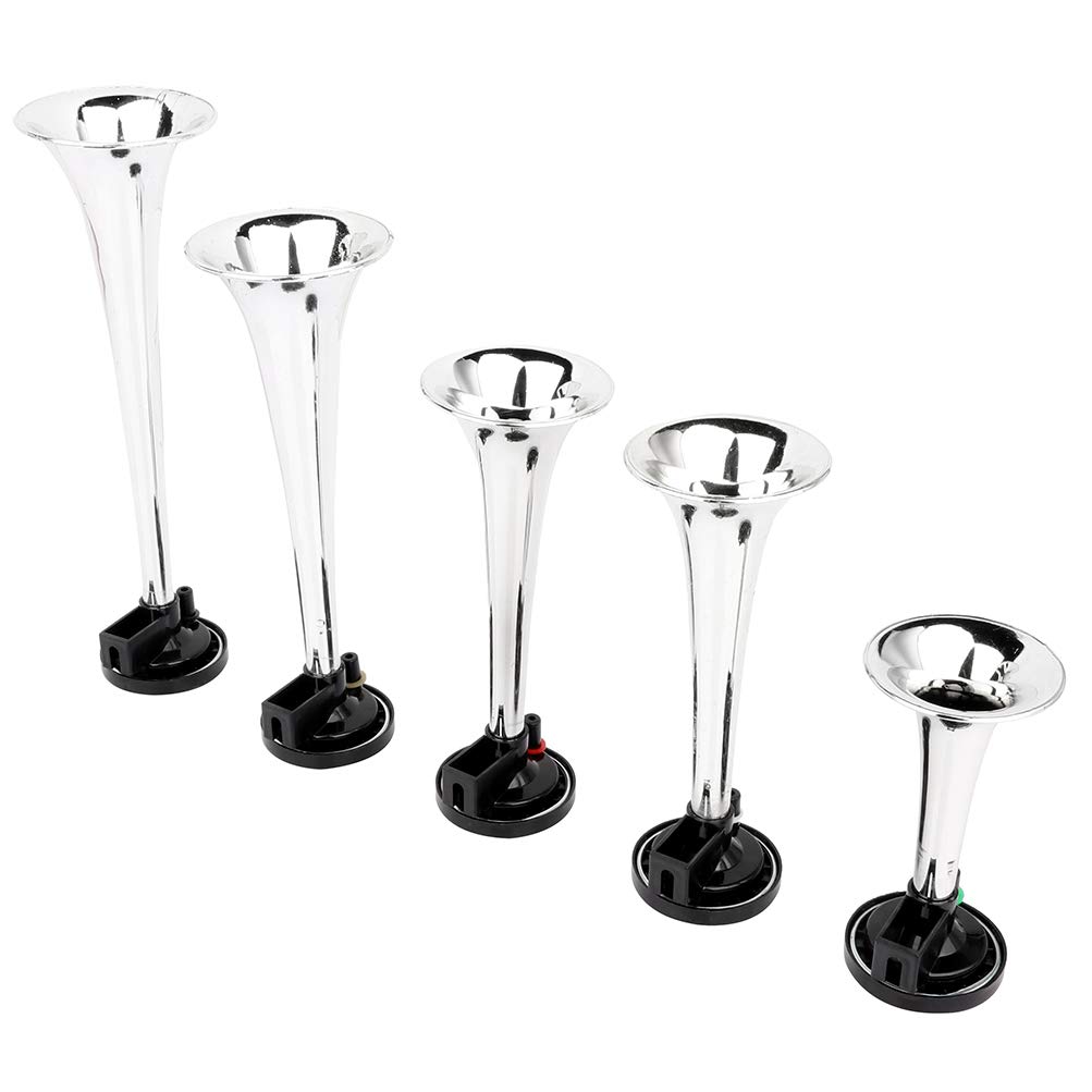 AINTIER 5 Trumpet Electric Train Car Air Horn Kit with Air Compressor Replacement for Any 12V Vehicles Trucks Cars
