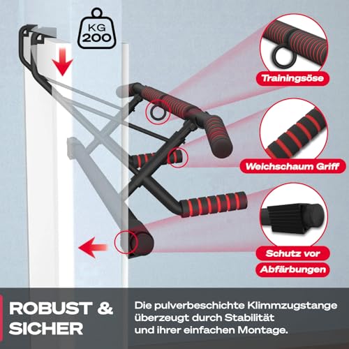 Sportstech, Klimmzugstange Türrahmen + inklusive Klimmzughilfe Pullmate – Ansicht 5