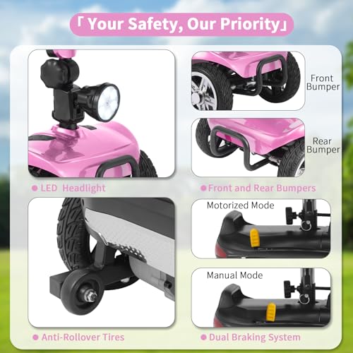 Image of Mobility Scooter for Seniors /Adults,20 /35 Miles up to 300lbs Capacity, 4 Wheels Mobility Scooters 350W 7MPH,USB Charging Detachable Lithium Battery with Rear Mirror