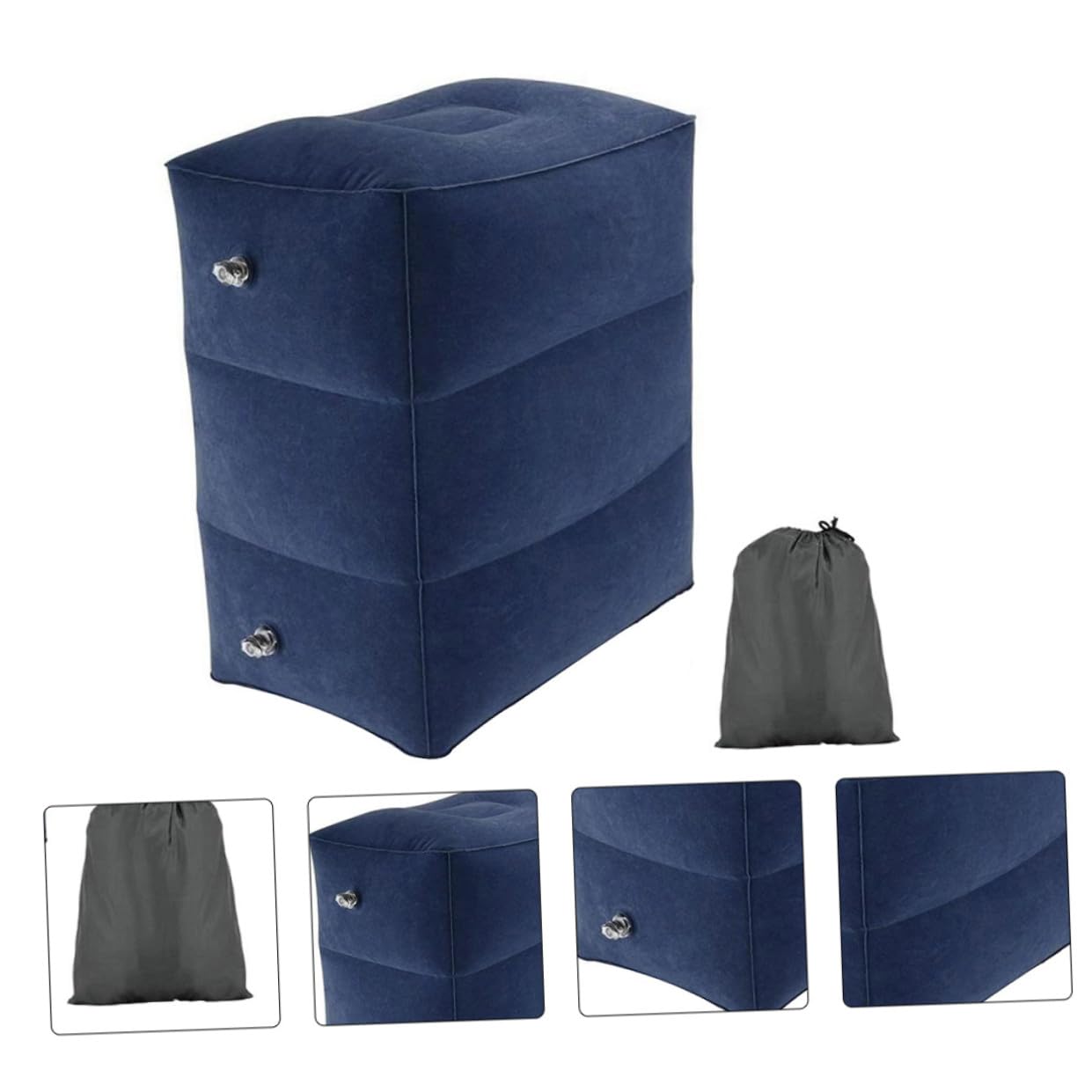 HOMSFOU 2 Pièces Coussin Gonflable de Voyage Ajustable Hauteur Repose Pratique Couleur Bleu Foncé pour Aérien et Camping