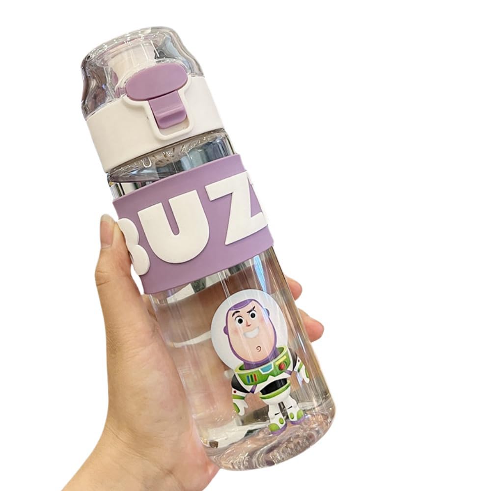 OMEIU Store Water Bottle Reusable Kids 510ml PP with Two Lids Leak Proof with straw Lid BPA Free Drinking bottle (Buz 550ml)