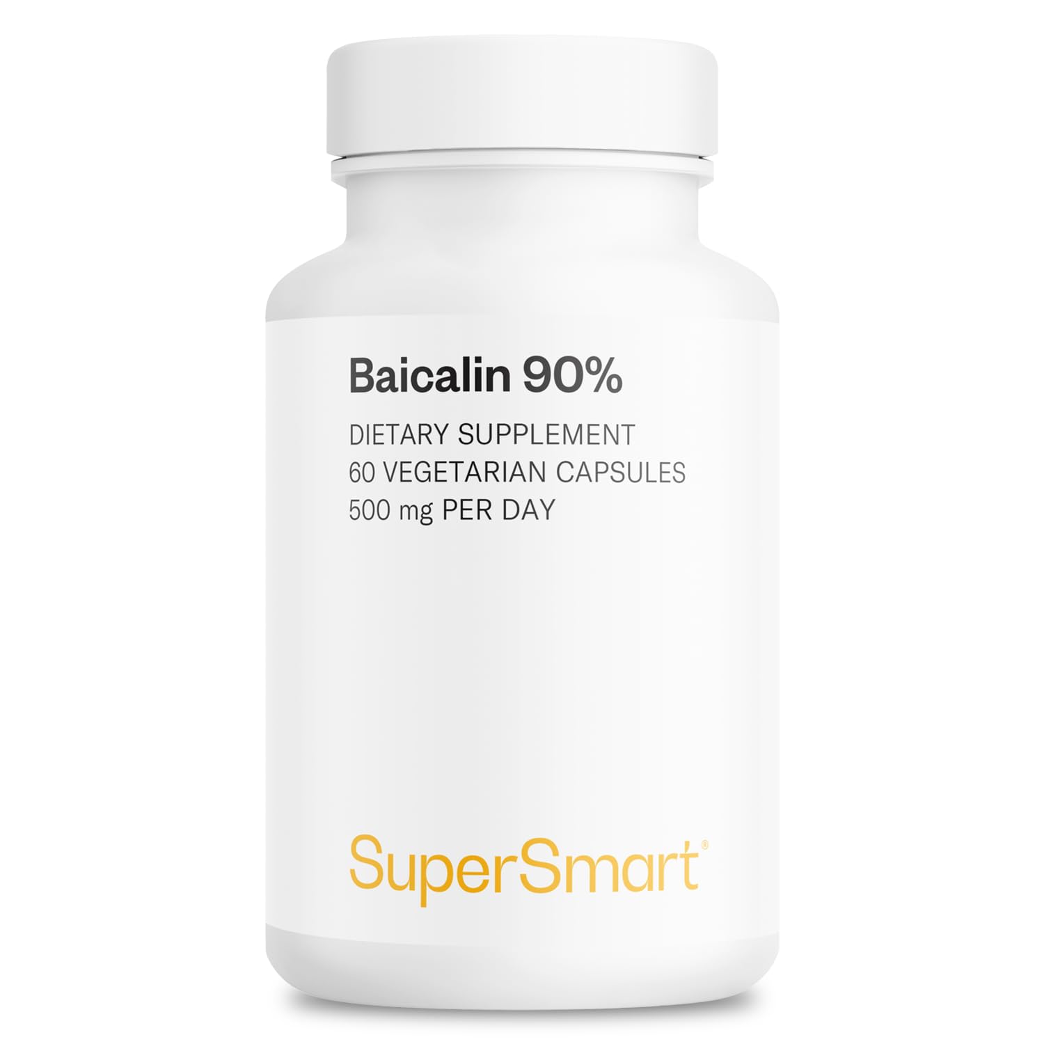 Supersmart - 90% Baicalin 500mg per Day (Scutellaria Baicalensis) - Chinese Skullcap Extract Supplement | Non-GMO & Gluten Free - 60 Vegetarian Capsules