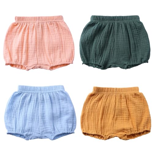 Image of 3PC Shorts Set Newborn Baby Girls Boys Pants Cotton Linen Blend Cute Floral Bloomers Triangle Shorts