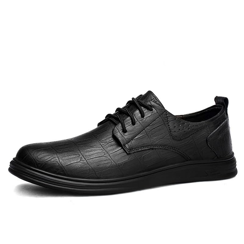 Prom Men's Formal Shoes French Leather Lace-Up Breathable Low Top Block Heel Office Dress Shoes2