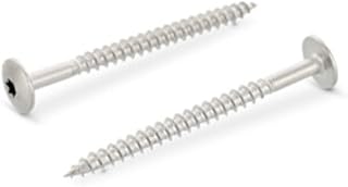 Holzschrauben 4,8X38 25 Stück Edelstahl A2 / V2A - Trespo Flachrundkopf-Holzbauschrauben mit Innensechsrund - rostfrei - blank