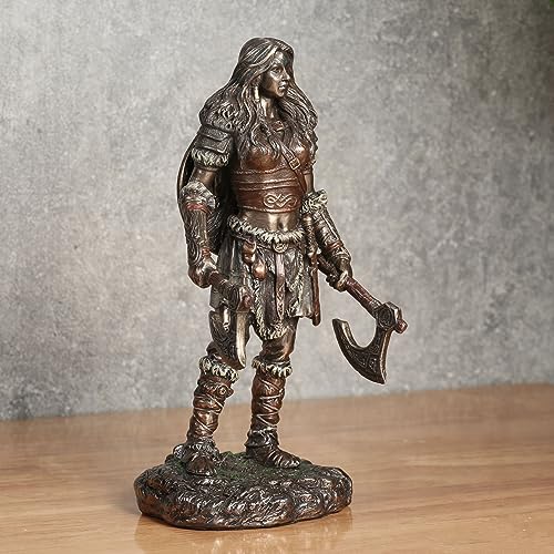 Escultura de resina Viking Twin Axes Berserker mujer miniatura 3