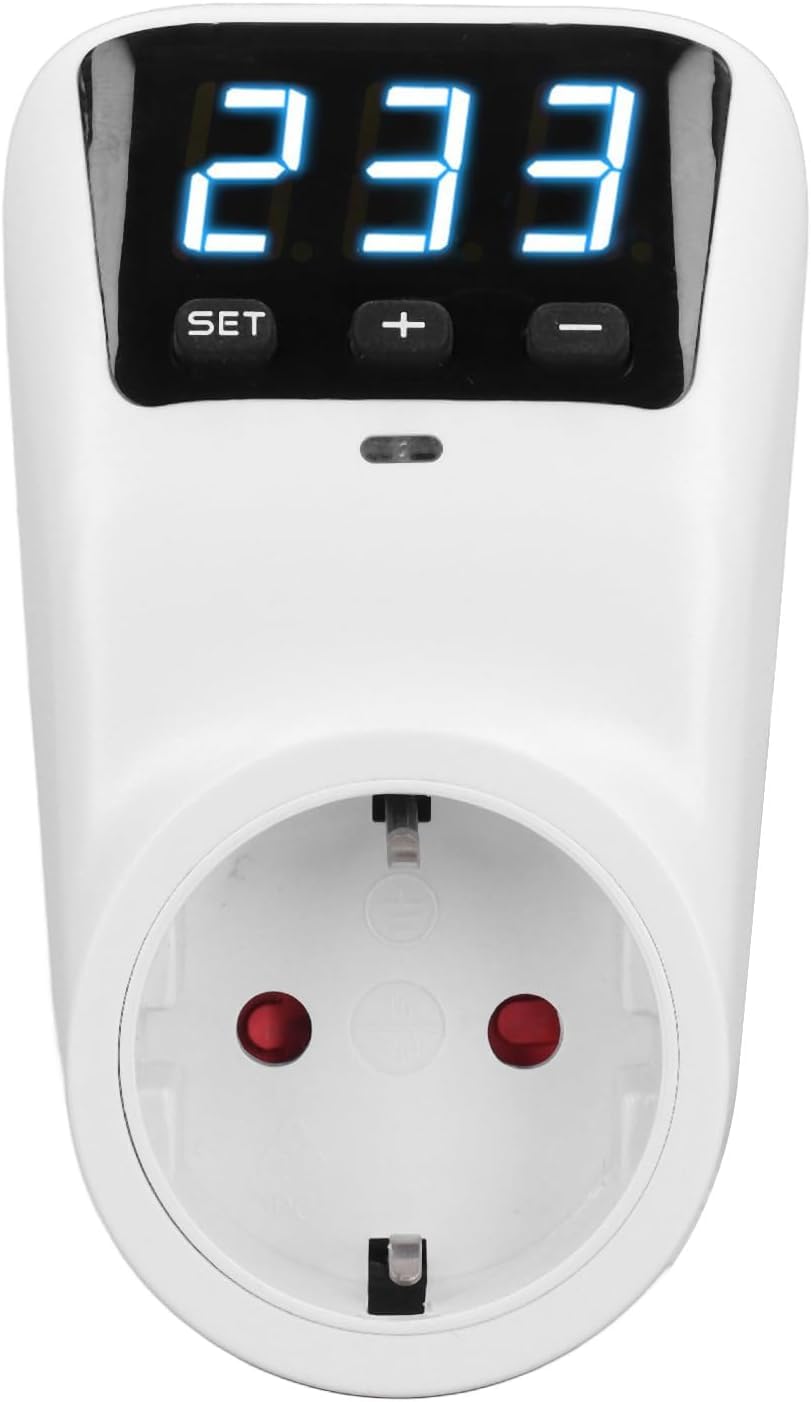 RASMACOR Protector de Voltaje Digital 16A 230V y 3680w con Enchufe | Protección contra Sobretensiones y Bajo Voltaje | Pantalla LED Digital para Electrodomésticos, Aire Acondicionado, Refrigerador