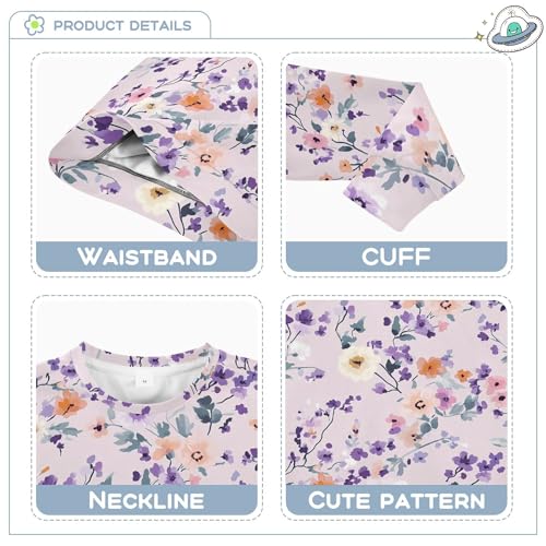 JUNZAN Cartoon Cute Flowers Purple Big Boys Pullover Hoodie Fleece Sweatshirts for Boys Party 4T3