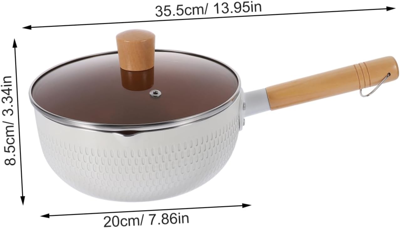 Mobestech 1set Maifan Nonstick Saucepan Wooden Handle and Lid Noodle Pot for Cooking Frying and Stewing for Home Use