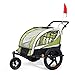 SAMAX Rimorchio Bicicletta Passeggino Bambini 360? girevole 2in1 Carello Portabambini Bici Trasporto Sicurezza Completamente Ammortizzato in Verde - Black Frame