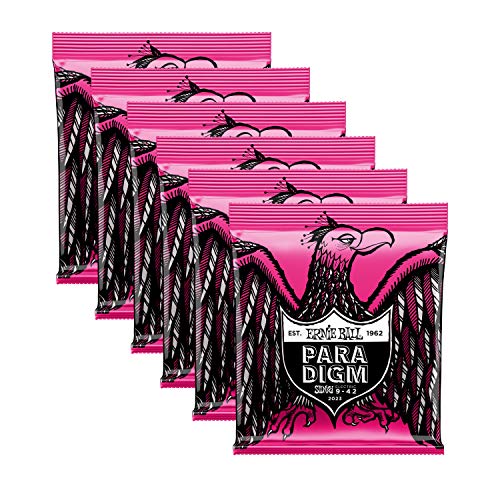 6 PACK Ernie Ball 2023 Paradigm Electric Guitar Strings, Super Slinky (9-42)