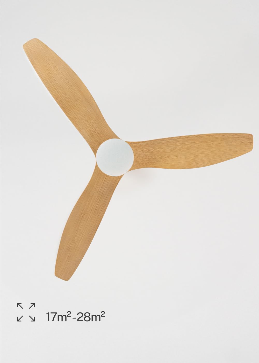 CREATE / WIND BALANCE/Ventilatore da soffitto con luce bianco effetto legno chiaro con telecomando / 40W, Silenzioso, Ø132 cm, funzione estate-inverno, luce LED 3 temperature