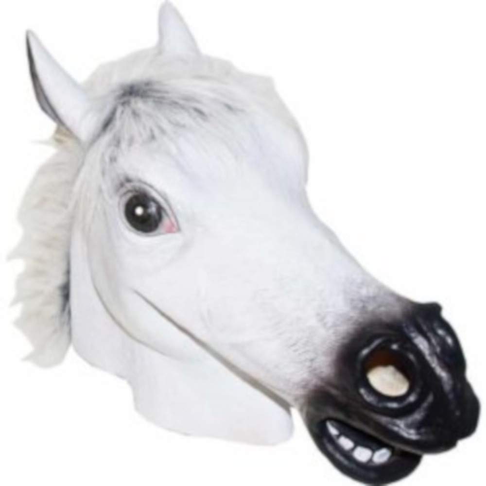 B-Creative Latex Full Head Overhead Animal Cosplay Masquerade Fancy Dress Up Carnival Mask (White Horse Mask)