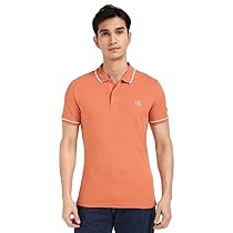 Calvin Klein Uomo Maglietta Polo Maniche Corte Tipping Slim Elasticizzata, Arancione (Aragon), L
