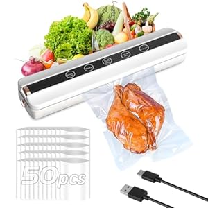 vacuum sealing machine, household kitchen food preservation machine, automatic vacuum extraction, wet and dry use, comes with 50 vacuum bags, suitable for household and outdoor camping food storage
