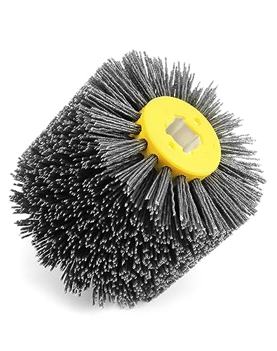 Image of QWORK Nylon Wheel Brush 80Grit, Abrasive Nylon Drawing Wheel, Polish Grinder Brush, Burnishing Polishing Brush, 120X100X19mm