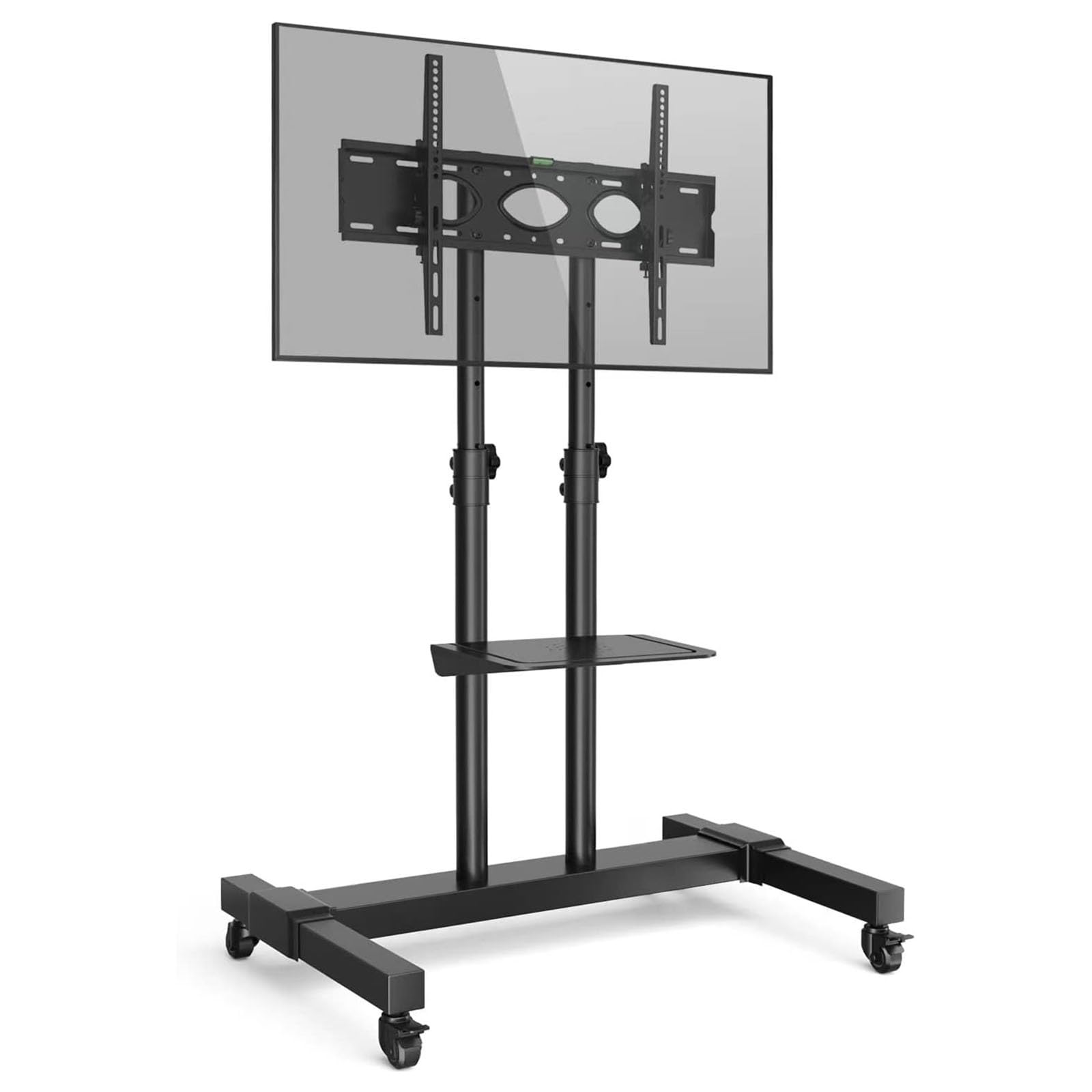 Supporto da pavimento per TV LCD - Carrello TV mobile con ruote, carrello TV regolabile in altezza, per la maggior parte dei televisori piatti e curvi da 32" a 80",