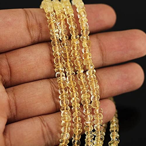 Citrine jaune perles pour création bijoux haut de gamme fil 33cm