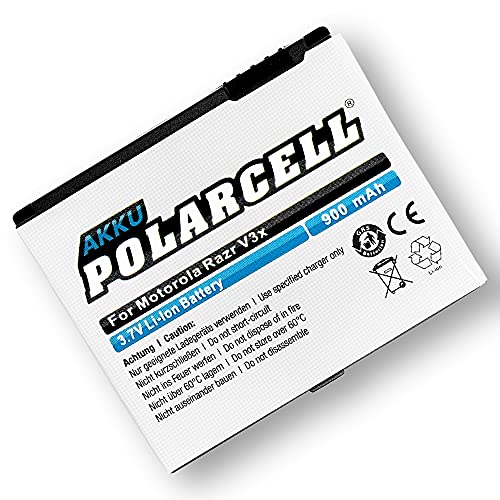 PolarCell Batería para Motorola RAZR V3x | Rokr E8 | SLVR L7 | SLVR L9 | Aura | C261 | EX112 | EX115 | V1150 sustituye a baterías originales BC60 BK60 CFN7005 | 900mAh | celdas de calidad A+