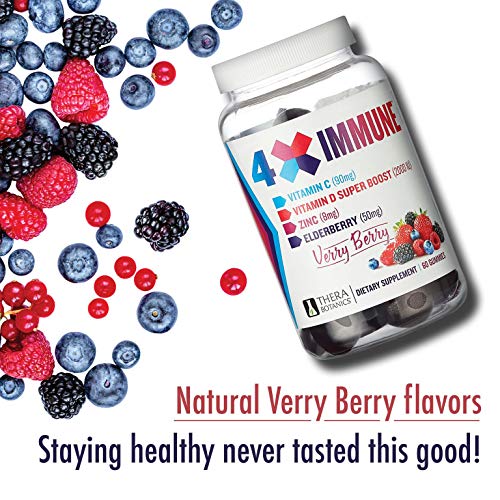 Therabotanics Immunity Gummies For Adults 4X Immune Gummies Vitamin C, D, Zinc And Elderberry – Herbal Immunity Supplements Verry Berry 60Ct (1) #TOP7