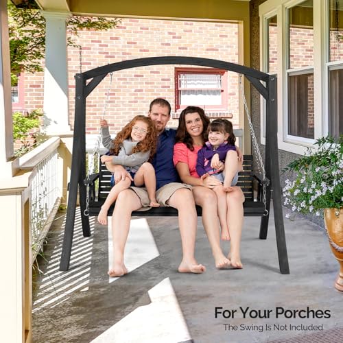 Image of VINGLI 6.7FT Wooden Porch Swing Frame, 1000-lb A-Frame Stand, Black