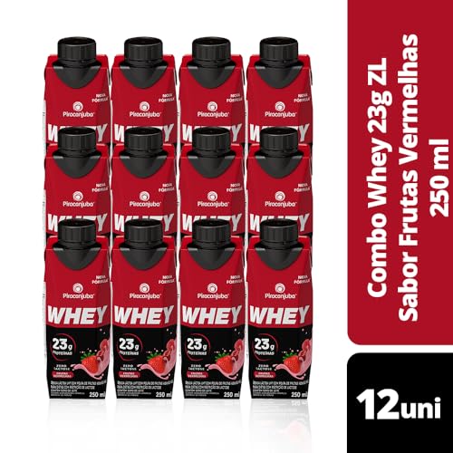 Pack de Whey Zero Lactose Frutas Vermelhas 23g Piracanjuba 250ml – 12 Unidades