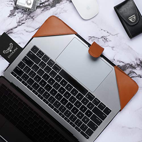 Image of ENTHOPIA 13 to 14 Inches Folio Laptop Case Cover Vegan Leather Compatible for MacBook, Lenovo, Hp, Dell &Other Notebooks - Tan