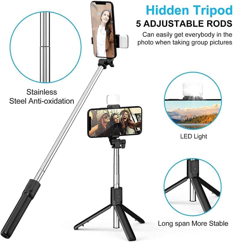 Image of NEXSA R1s Professional Selfie Stick for Mobile Phone 3-in-1 Multifunctional Stick Portable Tripod Stand for Travelling /YouTube Vlog Video /Travelling /for Compatible with All Smartphones (70 cm)