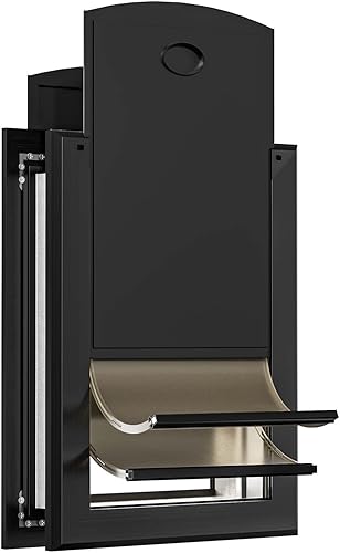 Puerta grande para perro para puerta, puerta resistente para perro con marco de aluminio y túnel telescópico, doble solapa magnética y dos paneles