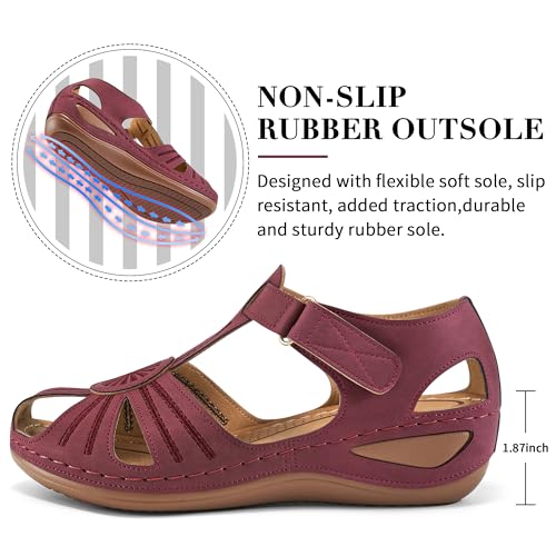 Image of DUOYANGJIASHA Women's Closed Toe Sandals: Comfortable Cushioned Casual Wedge Fisherman Sandals Adjustable Ankle Strap Non Slip Lightweight Dressy Summer Shoes for Walking