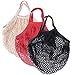 BUONDAC 3 pz Borsa Rete Cotone con Manico a Tracolla Intrecciata Sacchetto Riutilizzabile Spesa Shopping Verdura Frutta Tasca Portaoggetti (Nero + Bianco + Rosso)