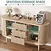 YITAHOME 55'' Fluted Buffet Cabinet with 3 Large Drawers, Sideboard Buffet Storage Cabinet with Adjustable Shelf & Sliding Door, Modern Coffee Bar Table for Kitchen, Entryway, Living Room, Natural Oak