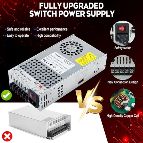 Image of VAYALT Upgraded DC 24V Power Supply (20.8A 500W), Universal Regulated Switching AC 110V /220V to DC 24V Transformer, Switching Power Supply for Industrial, Computer Project, 3D Printer, LED Strip Light