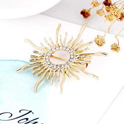 Image of Gold-Tone Sun Brooch Pin Vintage Round Sun flower Broach for Shirt Decorations Wedding Bouquets Jewelry